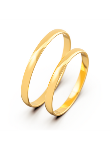 Par Aliança Casamento 2mm Ouro 18K Abaulada Neumond joias